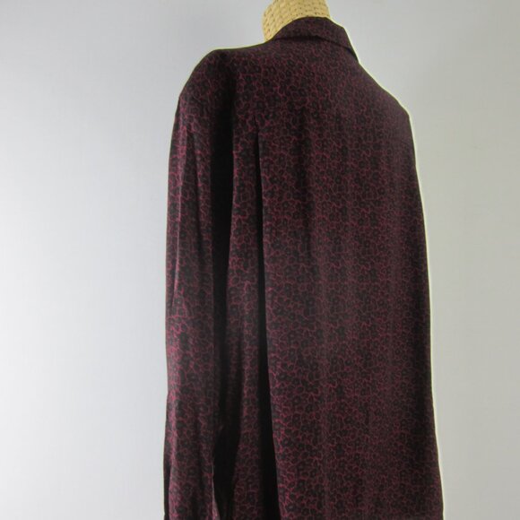 New Vtg Rena Rowan for Savile 20W Maroon Red Black Asymmetric LS Blouse NWT $72 - Picture 7 of 10